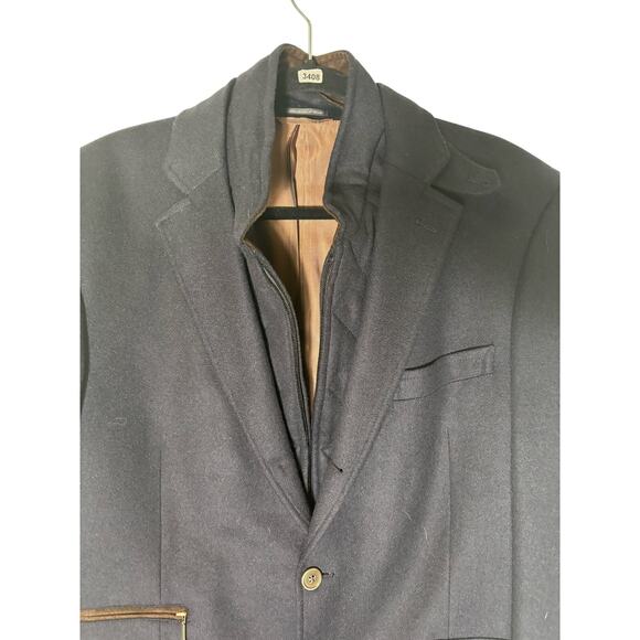 Men's Ibiza Black Wool Long Sleeve Winter Dress Coat Sz 40R - Picture 1 of 4